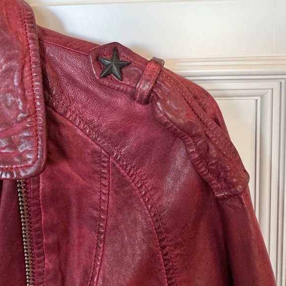 DOMA Burgundy Genuine Leather Moto Jacket – Size M-Never Worn - Picture 3 of 3
